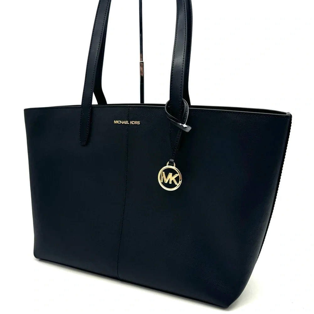Michael Kors Medium Jet Set Travel Zip Tote Bag Black/Gold